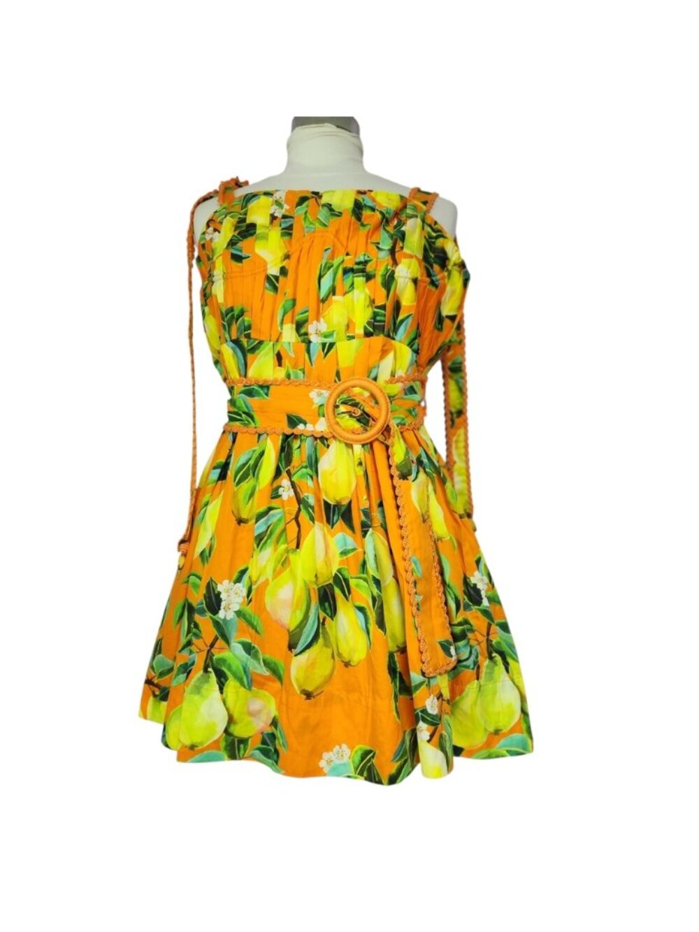 Farm Rio Vibrant Lemon Print Dress with Belt